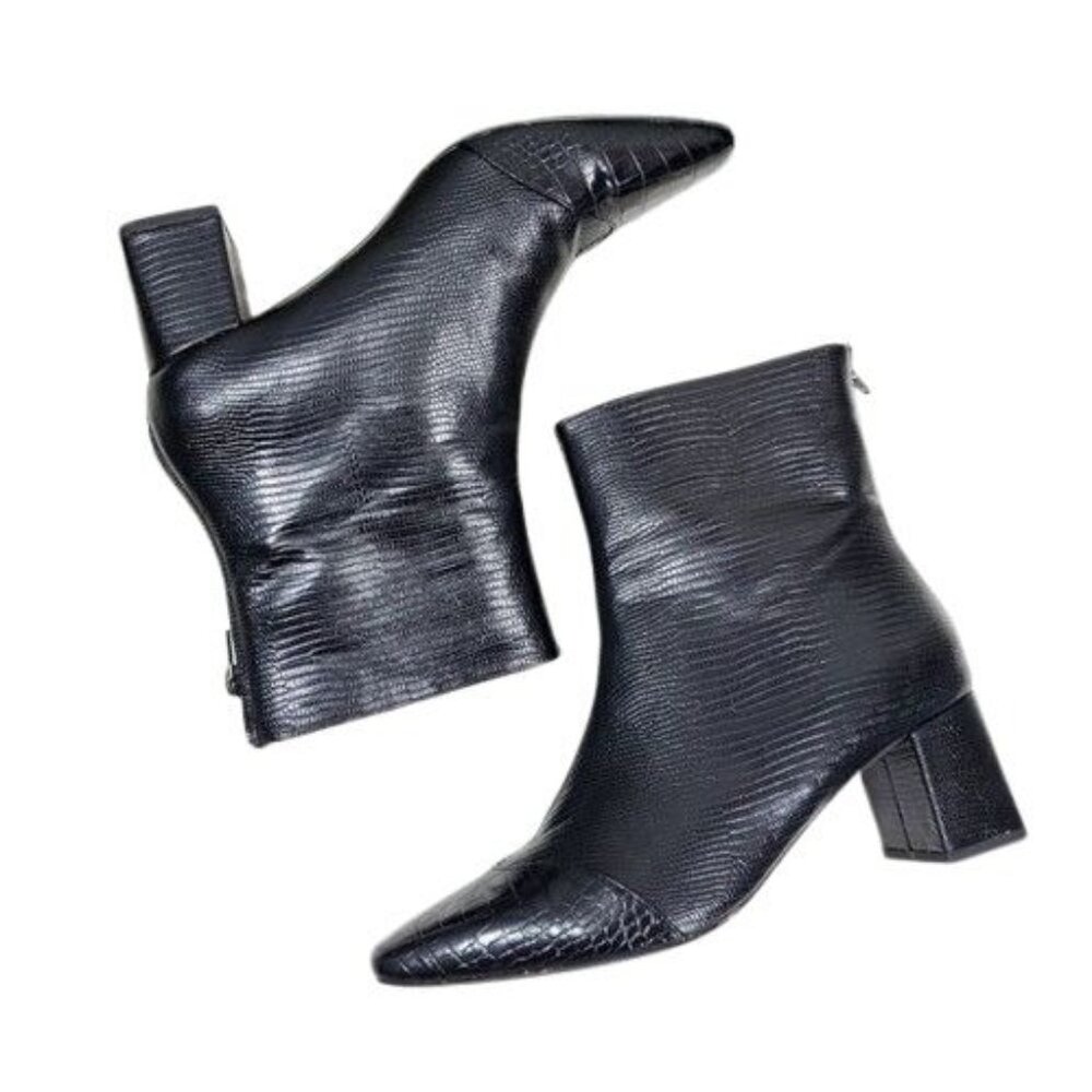 Coconuts Mattisse Clyde Boot Black Faux Snake Skin Ankle Booties